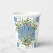 Blue Seashell Coastal Christmas Papieren Bekers (Achterkant)