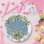 Blue Seashell Coastal Christmas Papieren Bordje (Feest)