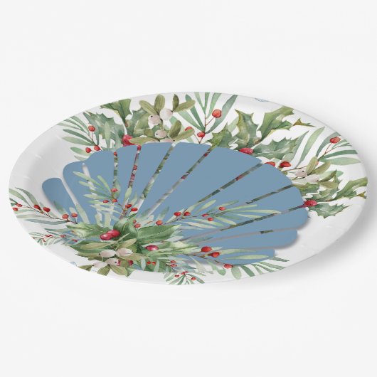 Blue Seashell Coastal Christmas Papieren Bordje (Gekanteld)