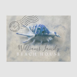 Blue Seashell Coastal Monogrammed Name Tissuepapier