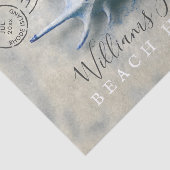 Blue Seashell Coastal Monogrammed Name Tissuepapier (Detail)