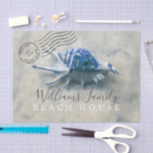 Blue Seashell Coastal Monogrammed Name Tissuepapier (Craft)