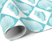 Blue Seashell Diamond Nautical Beach Cadeaupapier (Rol Hoek)