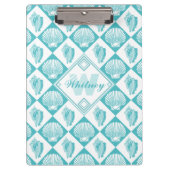 Blue Seashell Diamond Nautical Beach Monogram Klembord (Voorkant)