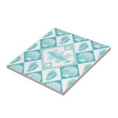 Blue Seashell Diamond Nautical Beach Monogram Tegeltje (Zijkant)