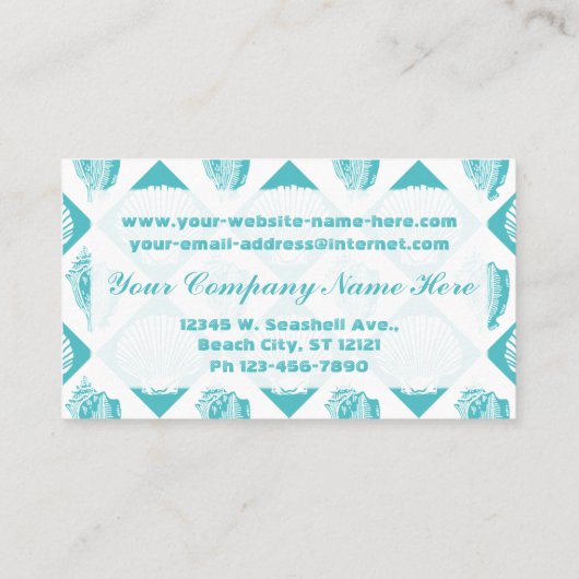 Blue Seashell Diamond Nautical Beach Monogram Visitekaartje (Achterkant)