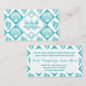 Blue Seashell Diamond Nautical Beach Monogram Visitekaartje (Voorkant / Achterkant)