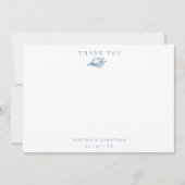 Blue Seashell Flat Wedding Bedankt (Voorkant)
