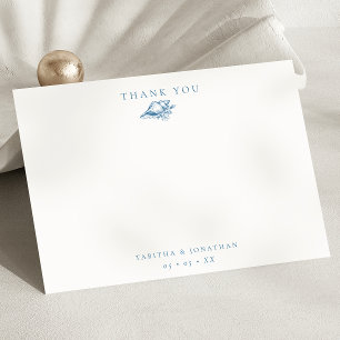  Blue Seashell Flat Wedding Bedankt