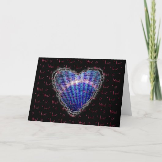 Blue Seashell Heart Valentijn Love Romance Kaart (Voorkant)
