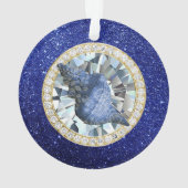 Blue Seashell Jewel Blue Faux Glitter Ornament (achterkant)