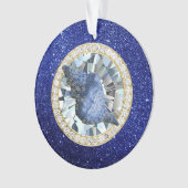 Blue Seashell Jewel Blue Faux Glitter Ornament (voorkant)