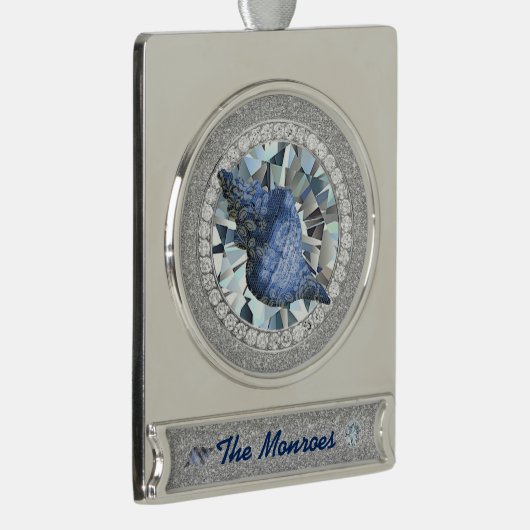 Blue Seashell Jewel Verzilverd Banner Ornament (Rechts)