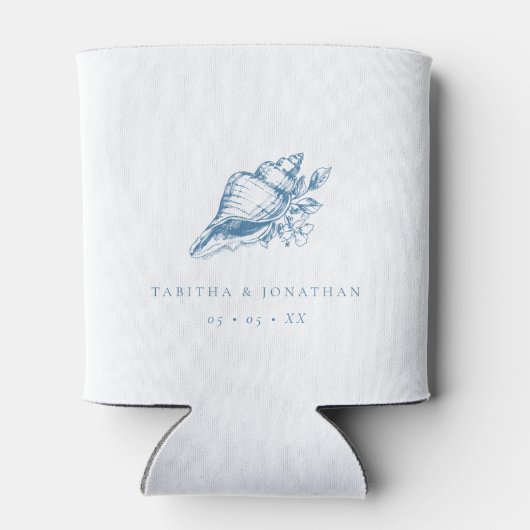 Blue Seashell Kustbruiloft Blikjeskoeler (Achterkant)