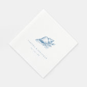  Blue Seashell Kustbruiloft Servet (Hoek)
