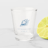 Blue Seashell Kustbruiloft Shot Glas (Voorkant)
