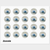 Blue Seashell Kustmonografie Modern Script Ronde Sticker (Vel)