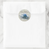 Blue Seashell Kustmonografie Modern Script Ronde Sticker (Tas)