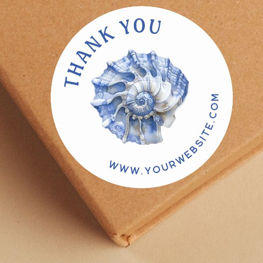 Blue Seashell logo business dank u sticker