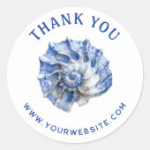 Blue Seashell logo business dank u sticker (Voorkant)