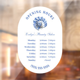 Blue Seashell Logo Openingstijden Venster Cling Raamsticker