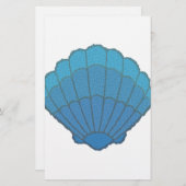 Blue Seashell Mosaic Briefpapier (Voorkant / Achterkant)