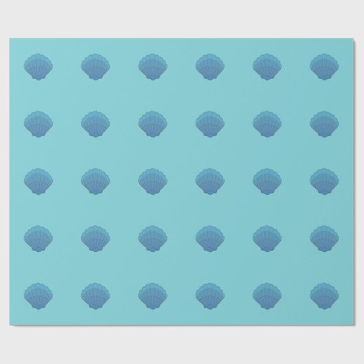 Blue Seashell Mosaic Cadeaupapier (Vlak)
