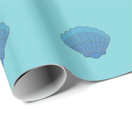 Blue Seashell Mosaic Cadeaupapier (Rol Hoek)