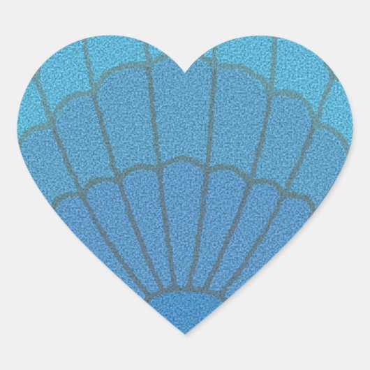 Blue Seashell Mosaic Hart Sticker (Voorkant)