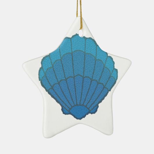 Blue Seashell Mosaic Keramisch Ornament (Rechts)