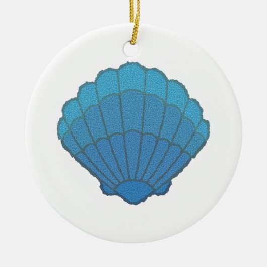 Blue Seashell Mosaic Keramisch Ornament (Voorkant)