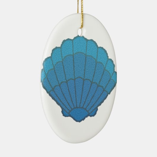Blue Seashell Mosaic Keramisch Ornament (Rechts)