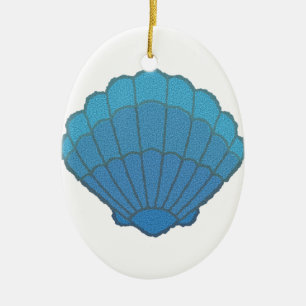 Blue Seashell Mosaic Keramisch Ornament