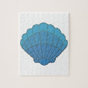 Blue Seashell Mosaic Legpuzzel
