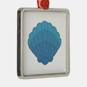 Blue Seashell Mosaic Metalen Ornament (Rechts)
