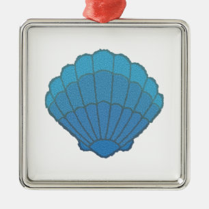 Blue Seashell Mosaic Metalen Ornament