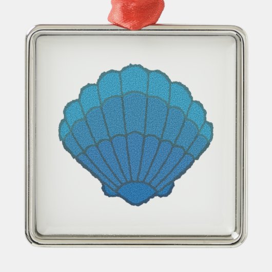 Blue Seashell Mosaic Metalen Ornament (Voorkant)