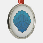 Blue Seashell Mosaic Metalen Ornament (Rechts)