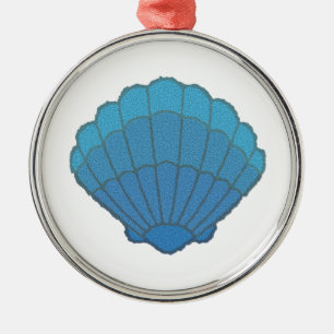 Blue Seashell Mosaic Metalen Ornament