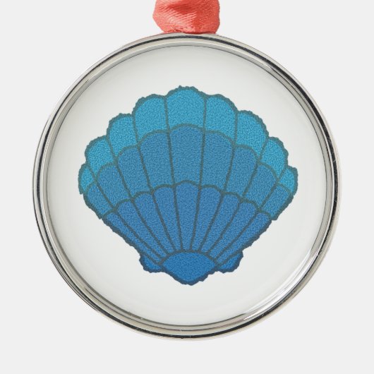 Blue Seashell Mosaic Metalen Ornament (Voorkant)