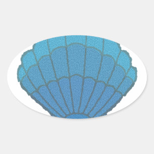 Blue Seashell Mosaic Ovale Sticker