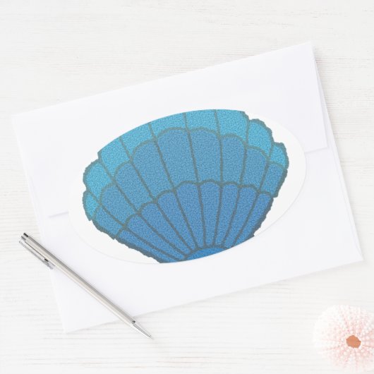 Blue Seashell Mosaic Ovale Sticker (Envelop)