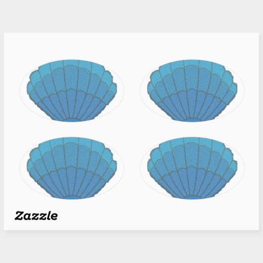 Blue Seashell Mosaic Ovale Sticker (Vel)