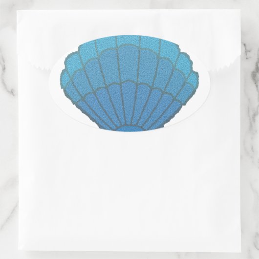 Blue Seashell Mosaic Ovale Sticker (Tas)