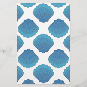 Blue Seashell Mosaic Pattern Briefpapier