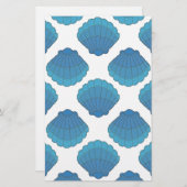 Blue Seashell Mosaic Pattern Briefpapier (Voorkant / Achterkant)