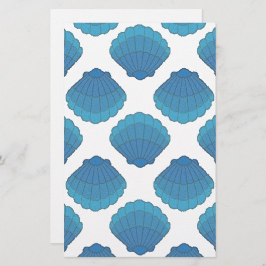 Blue Seashell Mosaic Pattern Briefpapier (Voorkant / Achterkant)