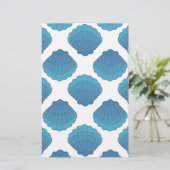Blue Seashell Mosaic Pattern Briefpapier (Staand voorkant)