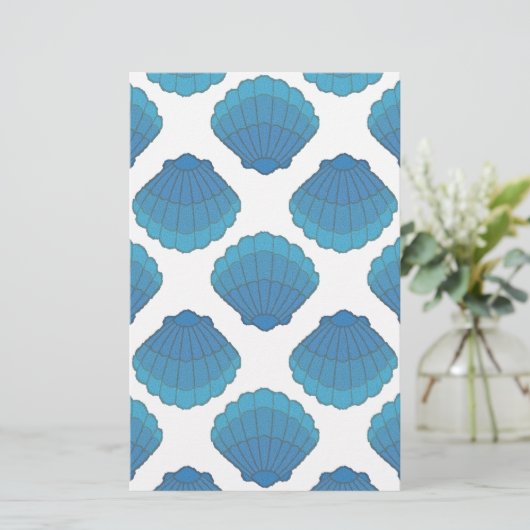 Blue Seashell Mosaic Pattern Briefpapier (Staand voorkant)