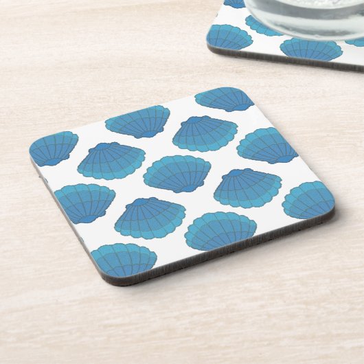 Blue Seashell Mosaic Pattern Drankjes Onderzetter (Linkerzijde)